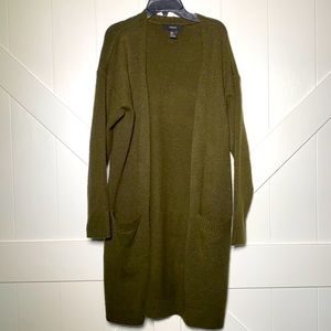 Forever 21 mid length green cozy cardigan - small